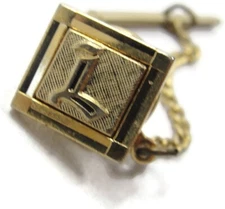 Vintage "L" Gold Tone Tie Tack Lapel Pin Collectable
