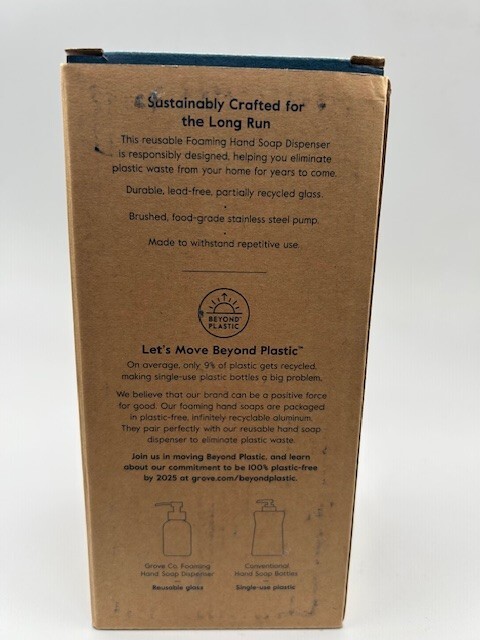 Grove Co. Reusable Foaming Hand Soap Glass Dispenser 12 Fl Oz