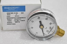 ASHCROFT 20W1005-H-02L-30 PRESSURE GAUGE 2", 1/4" NPT LOWER, 0-30 PSI