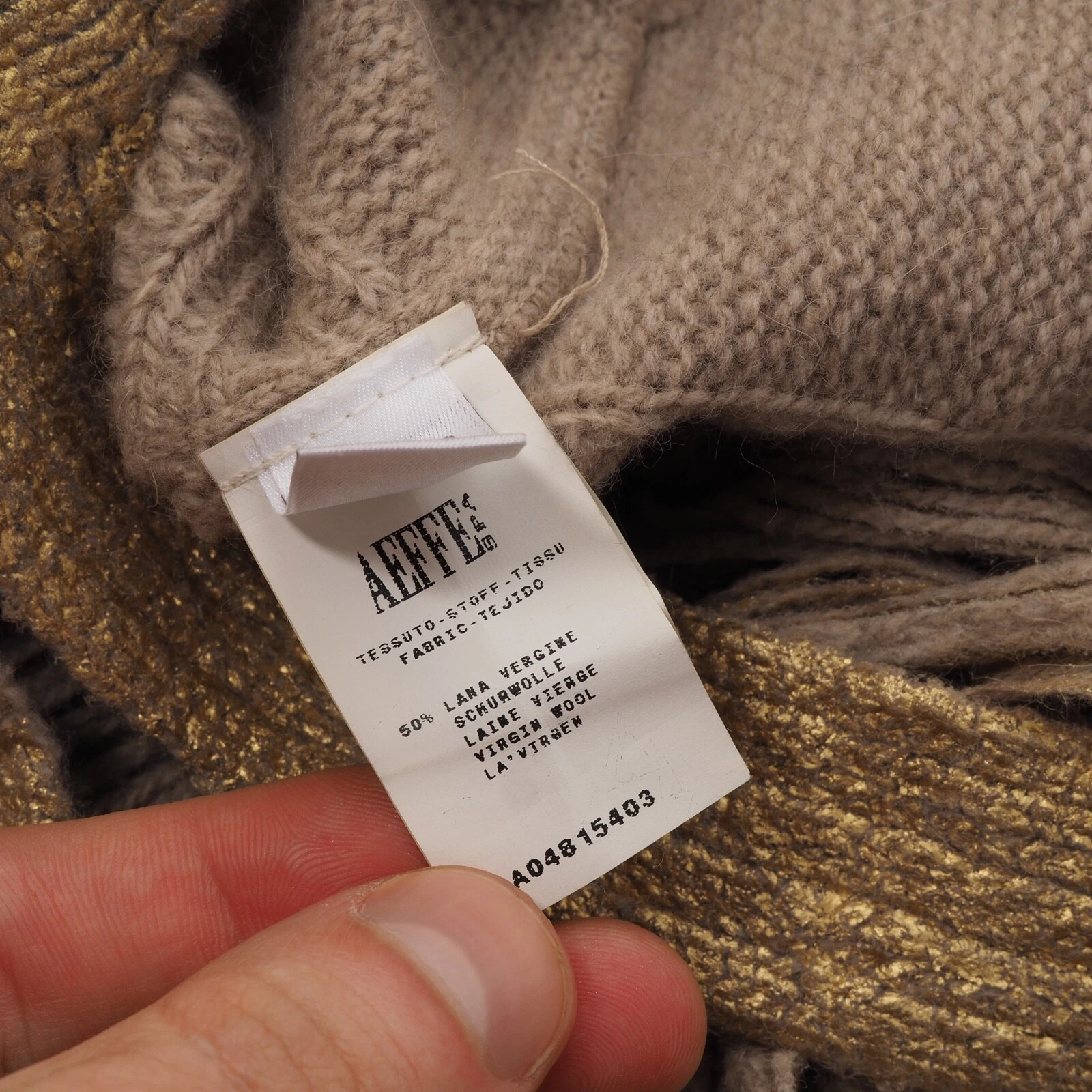 Abito vintage Moschino donna lana cashmere angora oro puro taglia IT40 US4 S