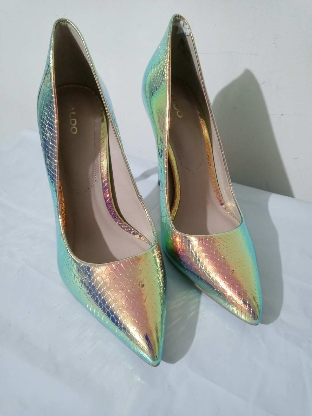 Aldo Stessy Blue Yellow Gold Women's Pinted Toe Stilletto Heels Size 8 |  eBay