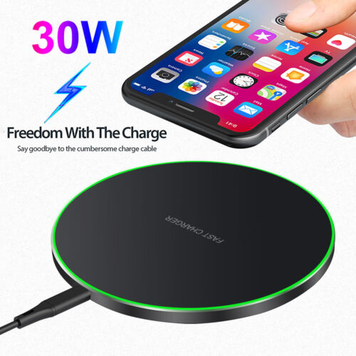 30W  Fast Wireless Charger Mat Charging Pad For Apple iPhone 14 13 Samsung S22 - Picture 1 of 14