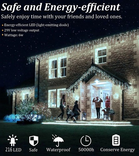 16.4Ft Curtain Icicle Lights Wedding Party LED Fairy Christmas Indoor Outdoor - Picture 7 of 18