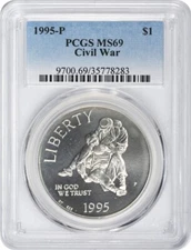 1995-P Civil War Silver Commemorative Dollar MS69 PCGS Mint State 69