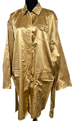 Silx 100% Silk Champagne Gold Trench Coat Size 12 -(New)-NWOT VINTAGE