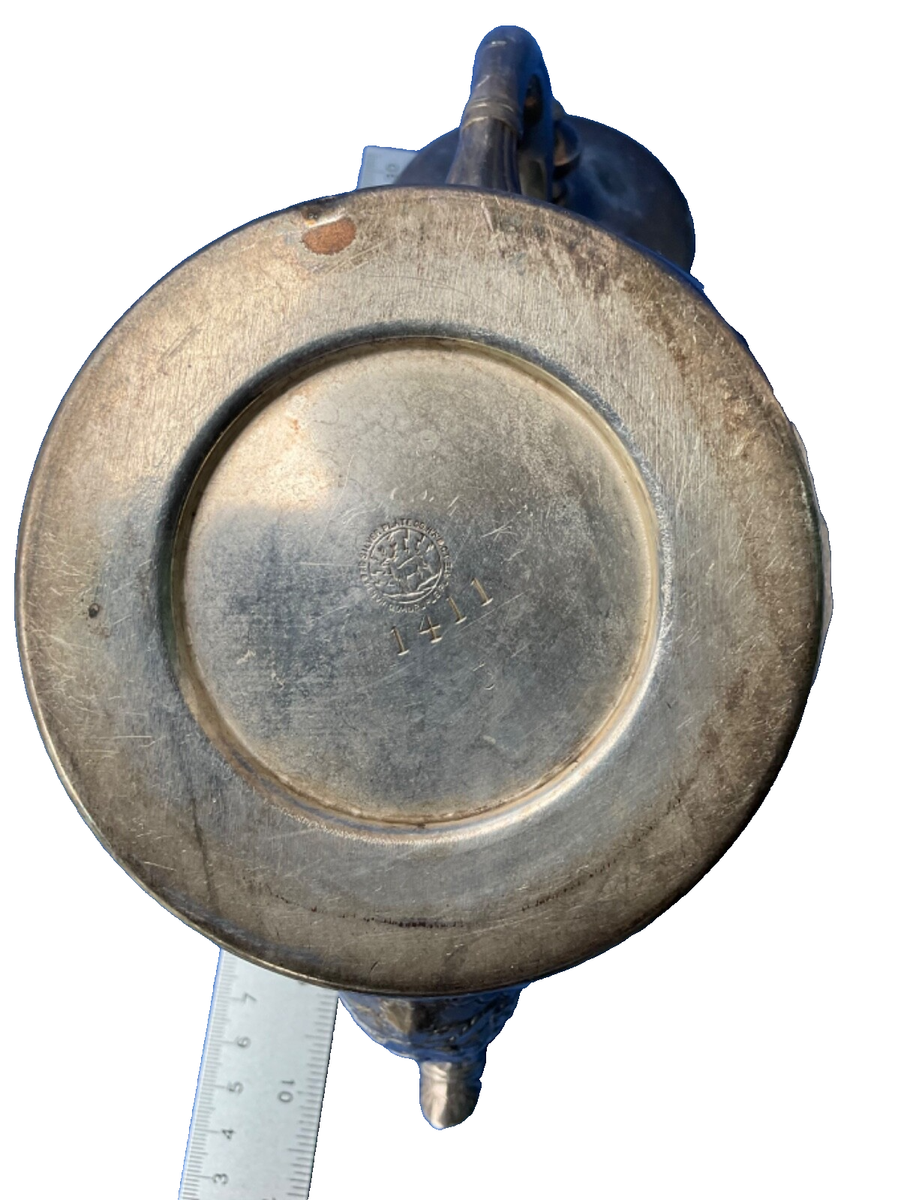 Antique Hartford Silver Plate Co Quadruple Plate 1411 Teapot 8