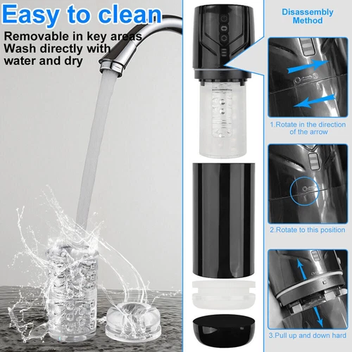 Handsfree Male Masturbaters Automatic Rotation Telescopic Strokers Cup Lubricant - Picture 12 of 25