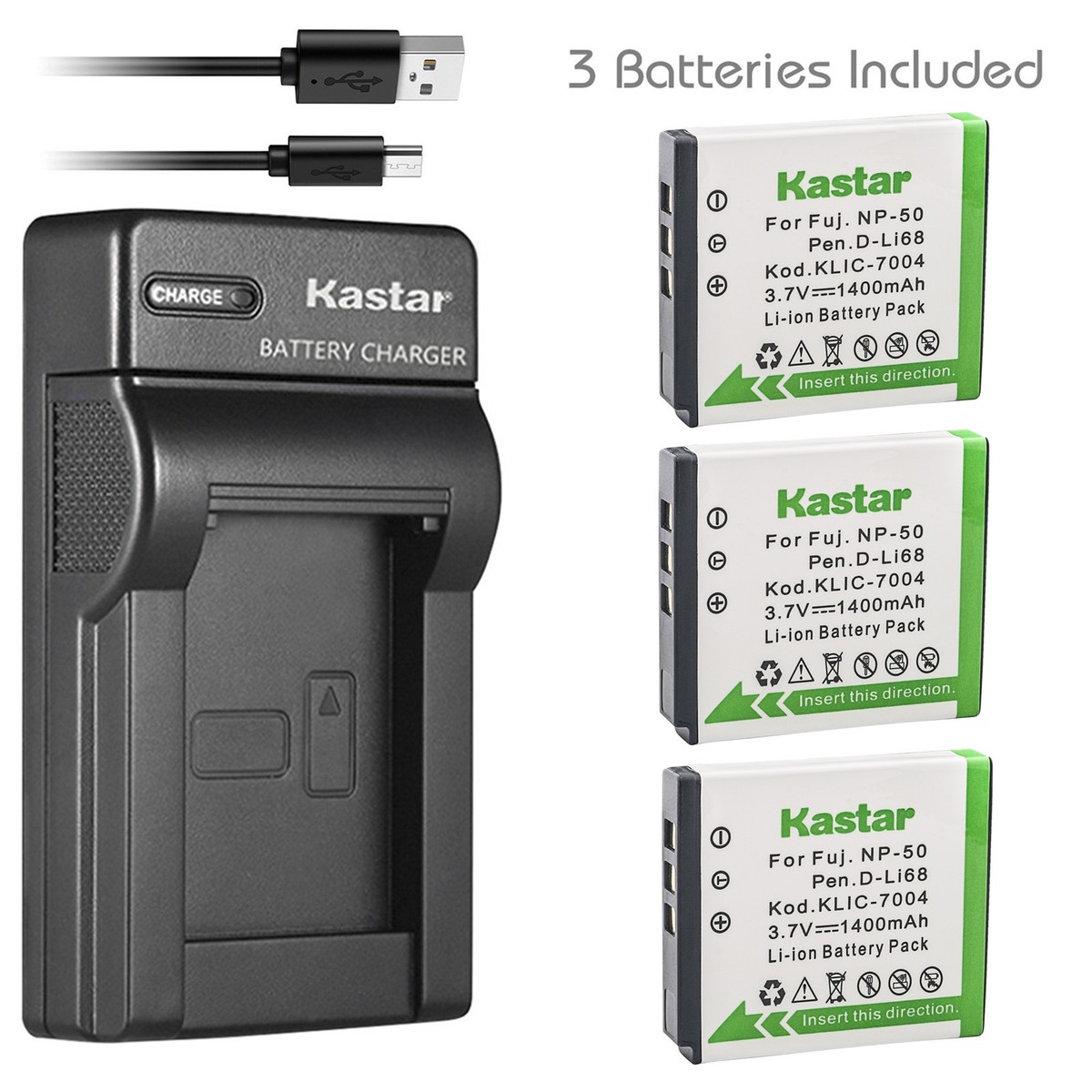 Kastar Battery Slim Charger for Fujifilm NP-50 BC-50 Fuji FinePix