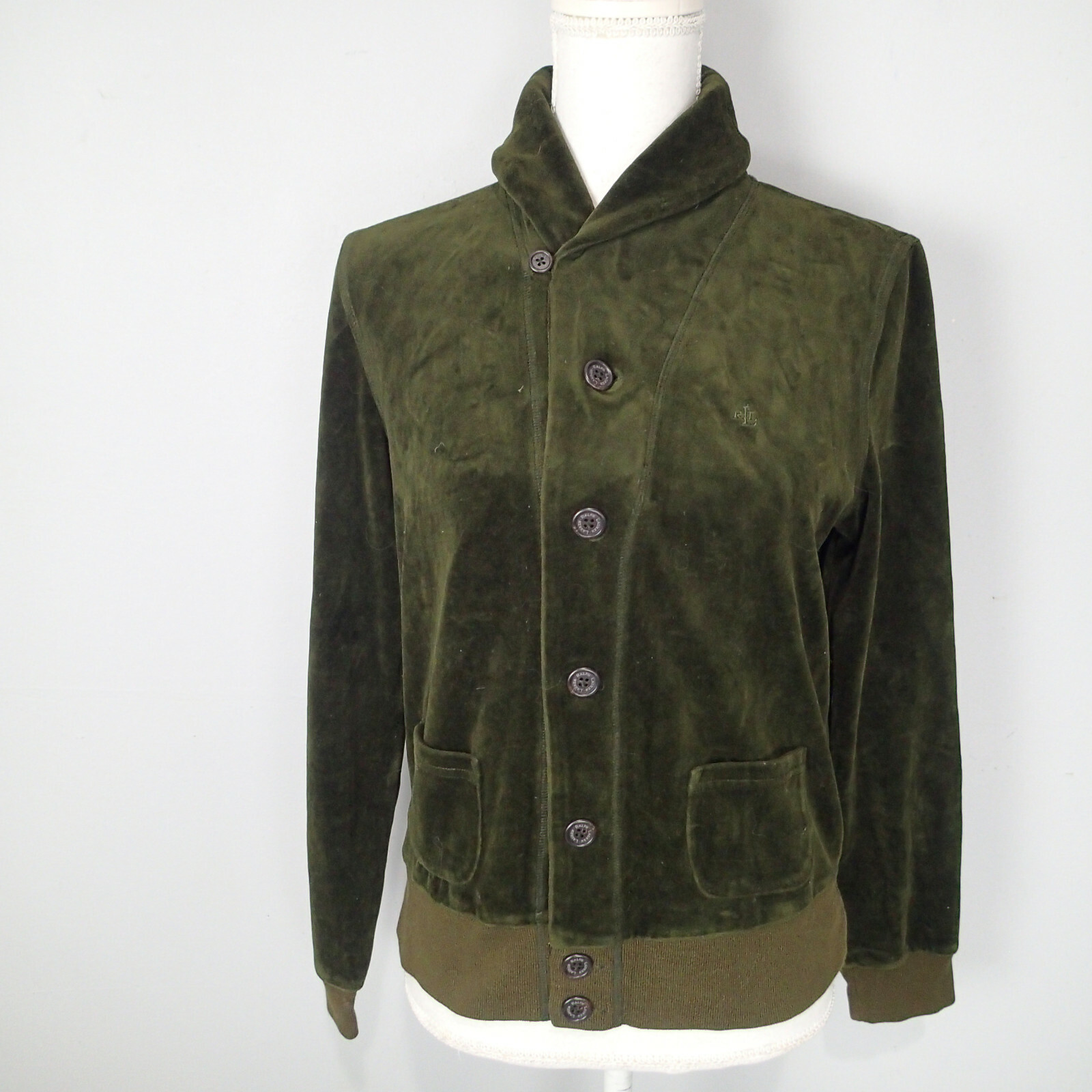 Ralph Lauren Womens Olive Green Velvet Soft Bomber Ja… Gem