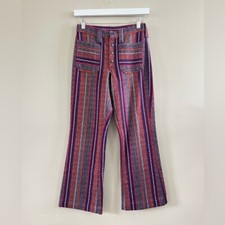 Vintage 1970s Lady Wrangler Patch Pocket Button Fly Striped Pants 26" Waist