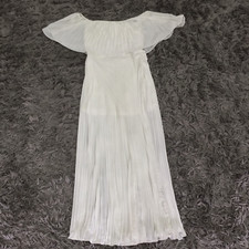 Fashion Nova dress XL white maxi short sleeve stretch round neck 111485