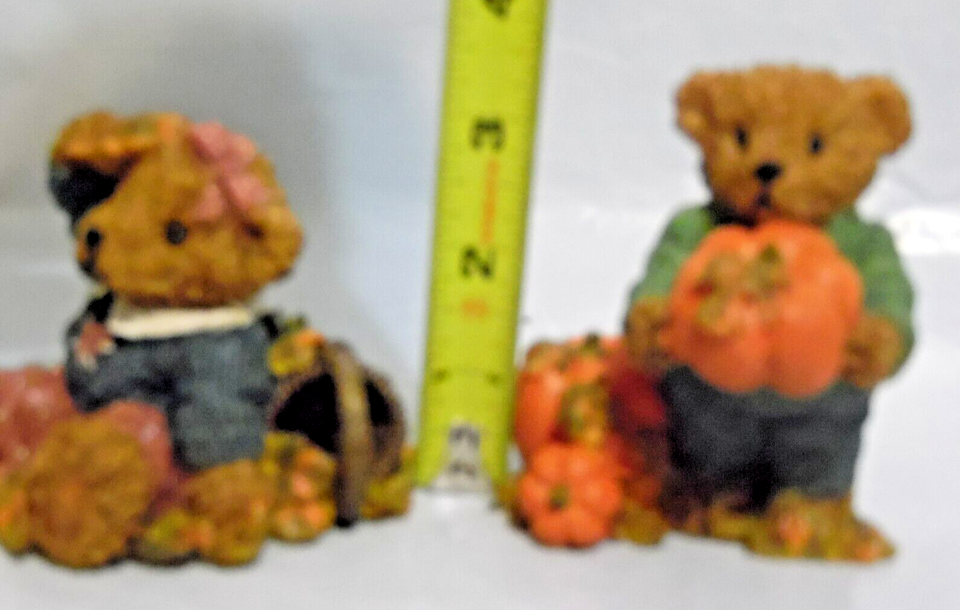 Homco Home Interiors Fall Pumpkin Bears Figurine "THANK YOU BEARS