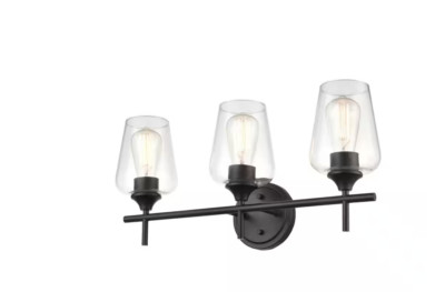 Millennium Ashford 3 Light Vanity light , Matte Black/Clear - 9703-MB