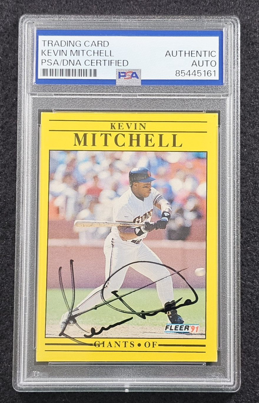 1991 KEVIN MITCHELL Signed Fleer Baseball Card-SAN FRANCISCO GIANTS-PSA