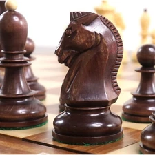 1950s' Fischer Dubrovnik Chess Pieces - Mahogany Stained & Boxwood