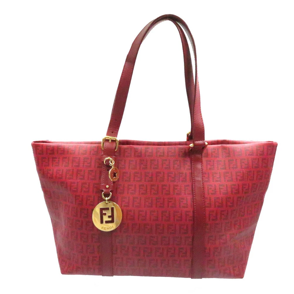 Authentic FENDI Zucchino Canvas Red Shoulder bag