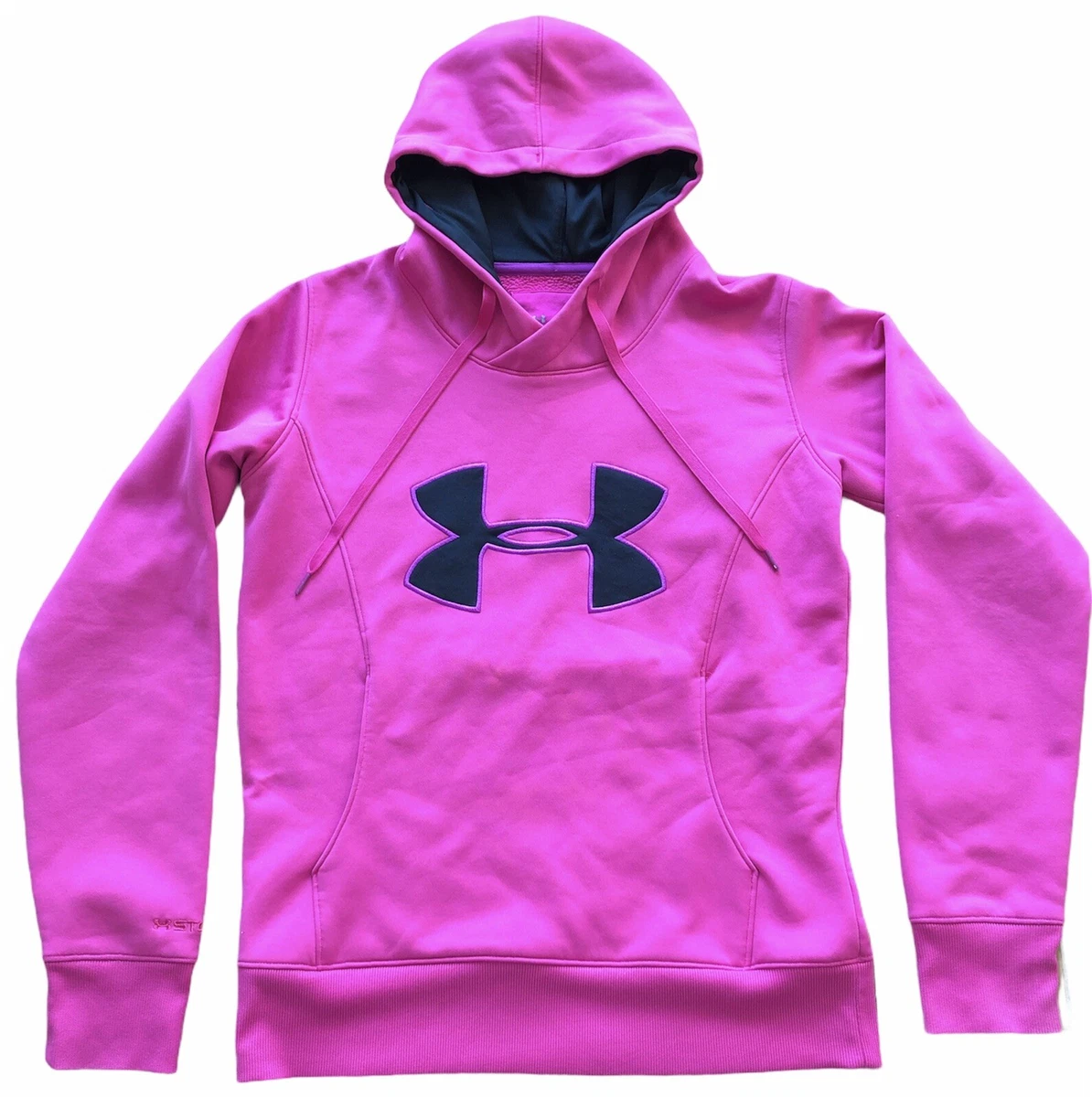 Under Armour Hoodie Womens Extra Small Gray Pink Storm Sweater Loose  Coldgear