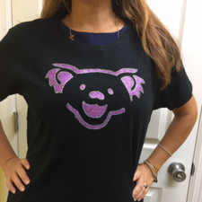 Dancing Bear with Glitter  Rhinestone Bling on Black Short Sleeve T Shirt