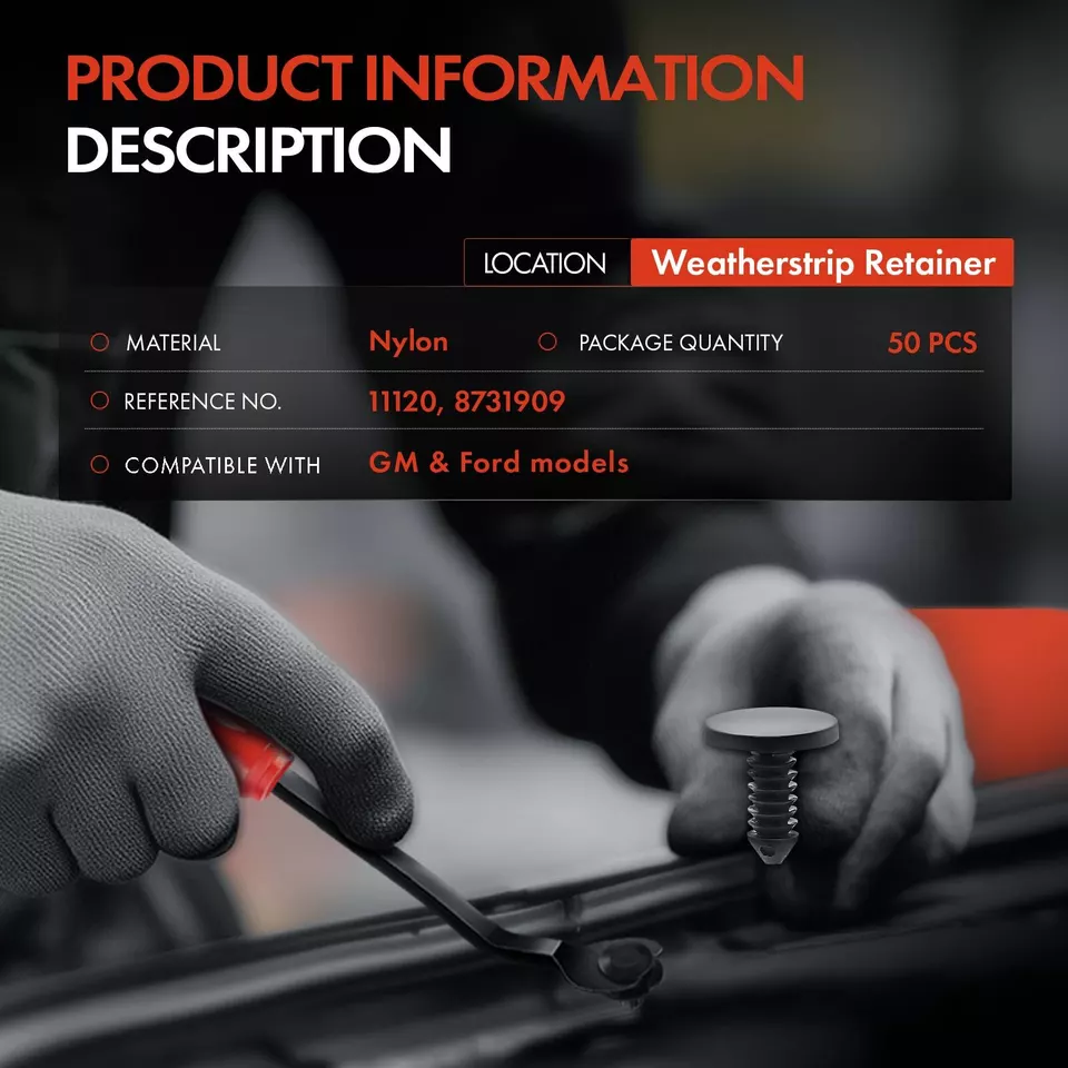 50x Sujetadores de clips de retención de banda climática de nailon para GM Ford Mustang Falcon GT40 Foto 2 de 4