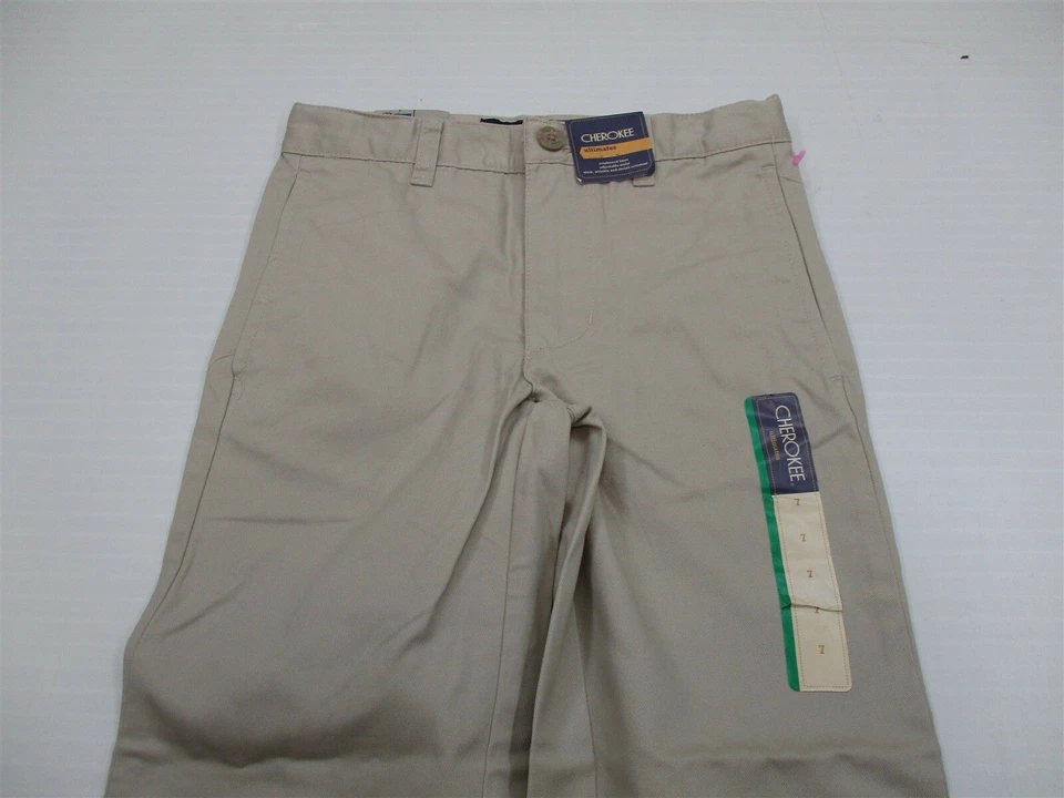 Nuevo Pantalón CHEROKEE Juvenil Talla 7 Algodón Frente Plano Caqui Tostado  Foto 2 de 4