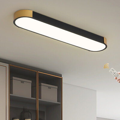 Modern Linear LED Flush Mount Ceiling Light Fixture Dimmable Ceiling Lamp+Remote