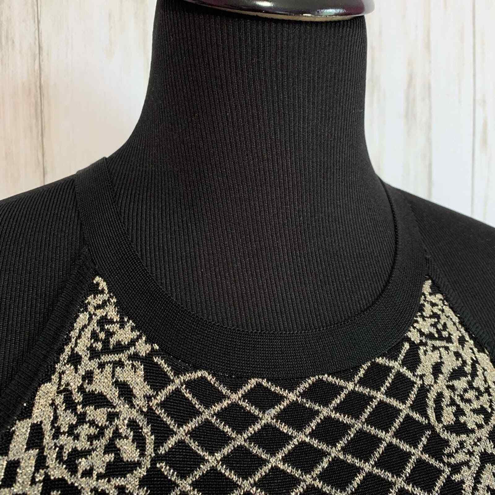 Parker Candice black and gold metallic knit dress… - image 8