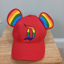 NWT Disneyland Red  Rainbow Mickey Mouse Ears Pride Hat Adult Size Adjustable