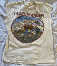 VTG 1983 Iron Maiden sleeveless Shirt "British Metal Onslaught" made in USA L