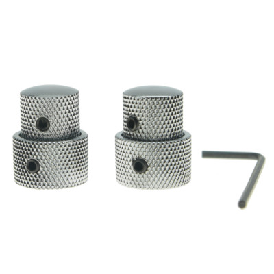 KAISHMetal Dual Concentric Stacked Control Knobs for Electric Guitar Bass Chrome
