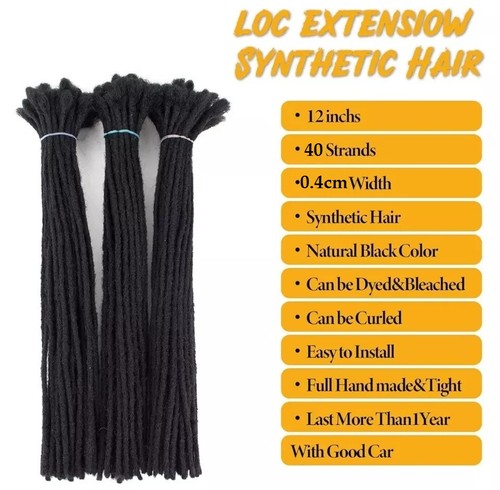 Extensiones Dreadlock Freeshow 12" 40 piezas fibra sintética 1B# cabello afro kinky loc - Imagen 9 de 16