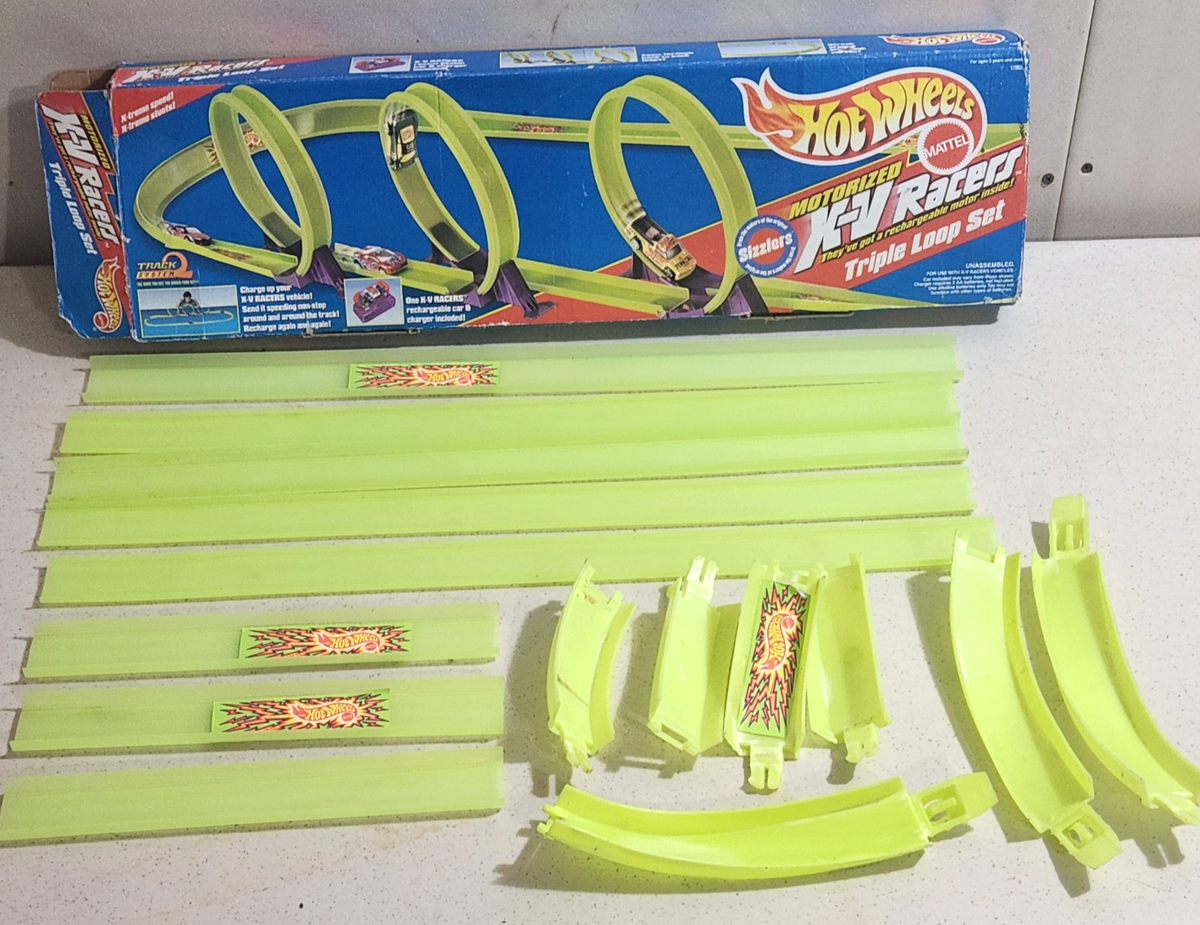 Vintage 1996 Hot Wheels Motorized X-V Racers Triple Loop Set TRACKS and BOX  Only