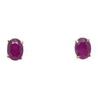 ESTATE SOLID 14K YELLOW GOLD 8x6mm OVAL NATURAL RUBY STUD EARRINGS #8011 — photo 1