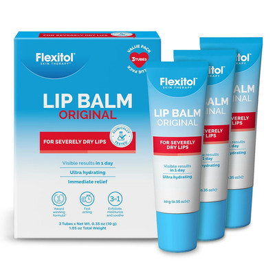 Original Lip Balm, 2.5% Urea, Hydrating, Long-Lasting | 3 Pack | Exfoliates Dry,
