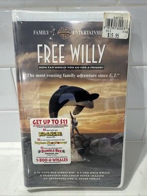 Free Willy 1 Original 1993 VHS Clamshell Case Movie FACTORY SEALED & NEW