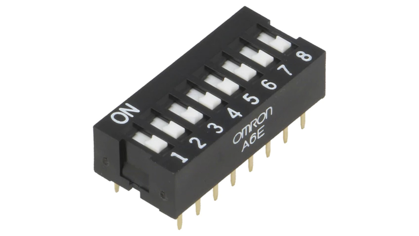 DIP-SWITCH Number of sections 8 ON-OFF 0.025A/24VDC A6E-8101-N /T2UK