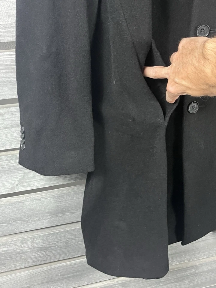 Joseph Abboud Trench Coat Jacket Mens 48L Black Wool Cashmere Blend - Image 3 of 4