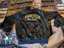 Vintage Music City Black Satin Souvenir Jacket Nashville Tennessee made in USA
