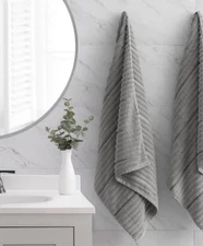 Welhome By Welspun Gray Bumpy Rib Bath Towel, 2-Pack