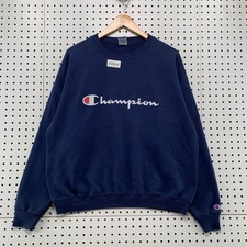 Vintage Champion Sweatshirt Mens Large Navy Blue 90s Script Logo Made in USA