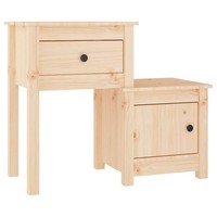 Nachttisch 79,5X38X65,5 Cm Massivholz Kiefer Bettisch Nachtkonsole Bett