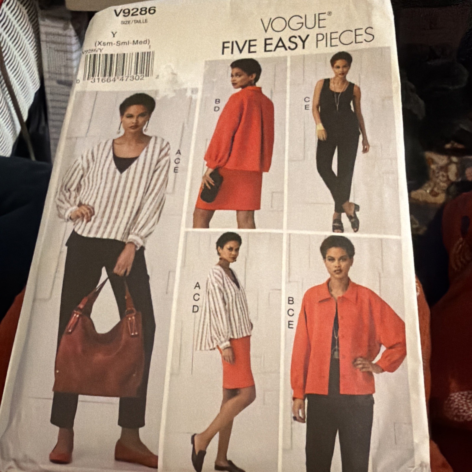 Vogue Easy SEWING PATTERN V9286 Misses' Top,Skirt & Trousers XS-M