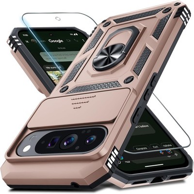 Google Pixel 10 Pro XL Case Built in Slide Camera Lens Cover + Screen Protector