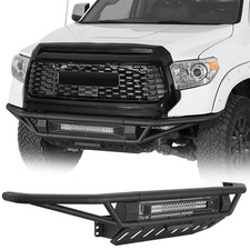 Steel Tube Front Bumper Assembly Bar Wskid Plate Leds For Toyota Tundra 14-21