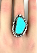 Vintage Native American Turquoise, Sterling Silver Ring Sz. 5.75