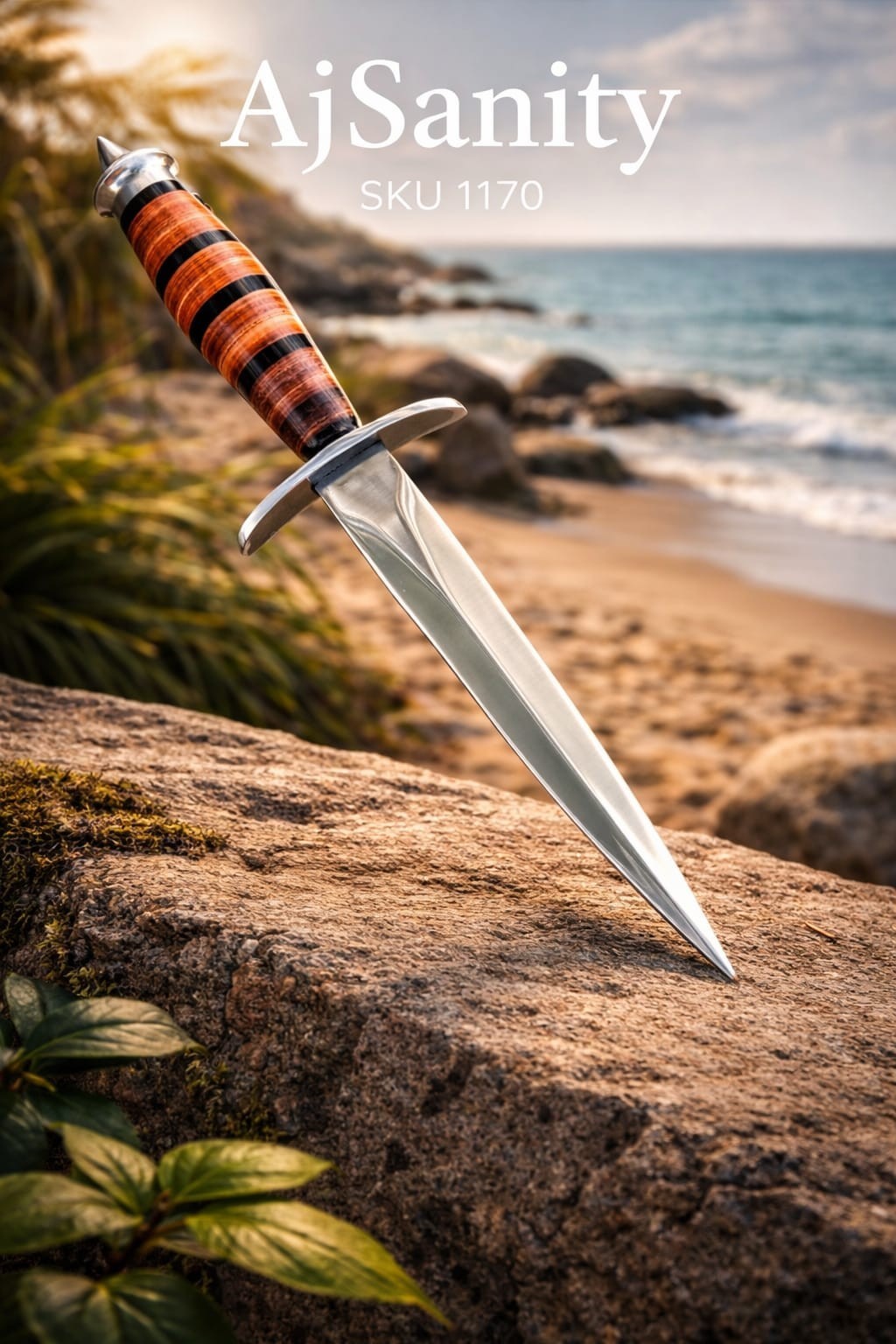 WWII Commando Dagger Double Edged Fixed Blade Inspired V-42 With Sheath ...