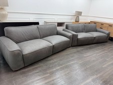 Barker And Stonehouse Holm Large 3+3 Seater Sofa Set In Charcoal Grey Leather