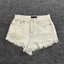 Aeropostale Shorts Womens Size 2 White Distressed High Rise Shorty Cotton Denim