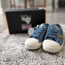 NEW Gola Coaster Rainbow Stitch Denim Multi Vegan Sneakers CLB327 Womens 7