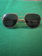 vintage american optical aviator Gold sunglasses USA 23k Rare Police Worn