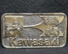 XC21114 VERY COOL VINTAGE 1970s KAWASAKI MOTORCYCLES BRAND MENS BELT BUCKLE